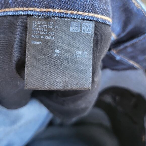 Uniqlo Kaihara Jeans Mens 30 Blue Pants Skinny Dark Stretch High Rise Denim - Picture 5 of 8